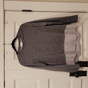 Gilli Gray and White Polkadot Top